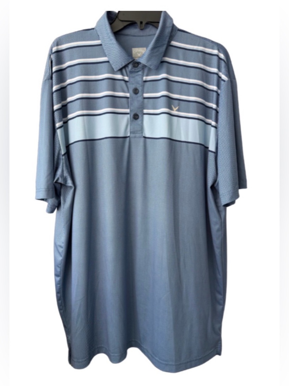 Callaway Light Blue Striped Performance Opti-Dri Polo XL